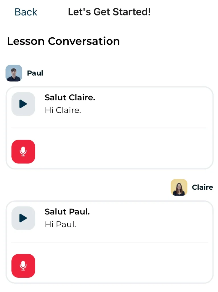 This picture shows part of the speaking exercises in Rocket French.