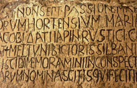 This image shows a text in Latin written on a wall.